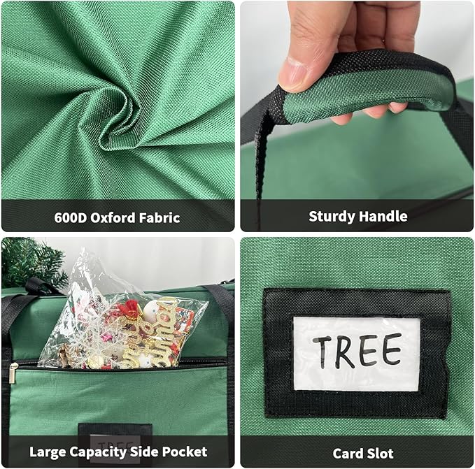 Christmas Tree Storage Bag Extra Large Waterproof Heavy Duty Storage Containers, Fits Up to Tall 7.5 ft Xmas Artificial Tree, 600D Oxford Xmas Holiday Tree Bag with Reinforced Handles Dual Zipper