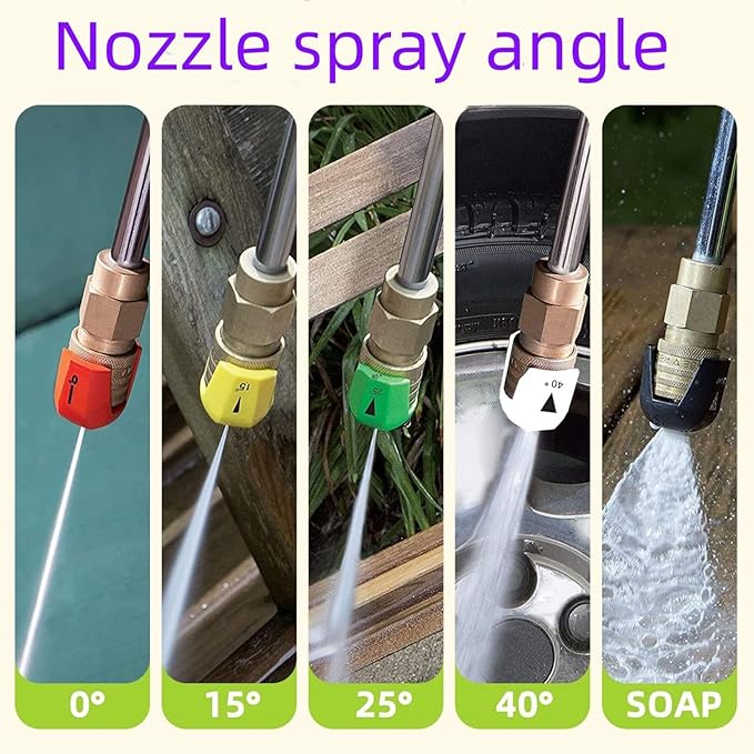 Fesasn Quick Connect Pressure Washer Spray Tips, Replacement SPX 3000 series Quick Connect Nozzle Head Kit, Tip for Sun Joe SPX 3000 Series and Universal Pressure Washers (0°, 15°, 25°, 40°, Soap)