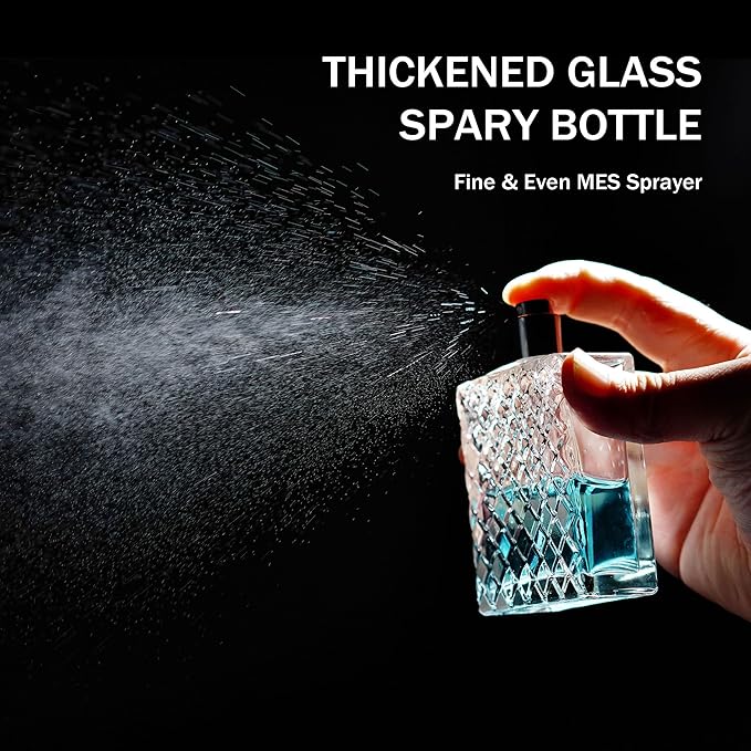 YU FENG 2 Pack Refillable Glass Spray Perfume Bottles 100ml / 3.4 oz Cosmetic Fine Mist Atomizer Bottle Empty Portable Clear Glass Essential Oil Container for Travel