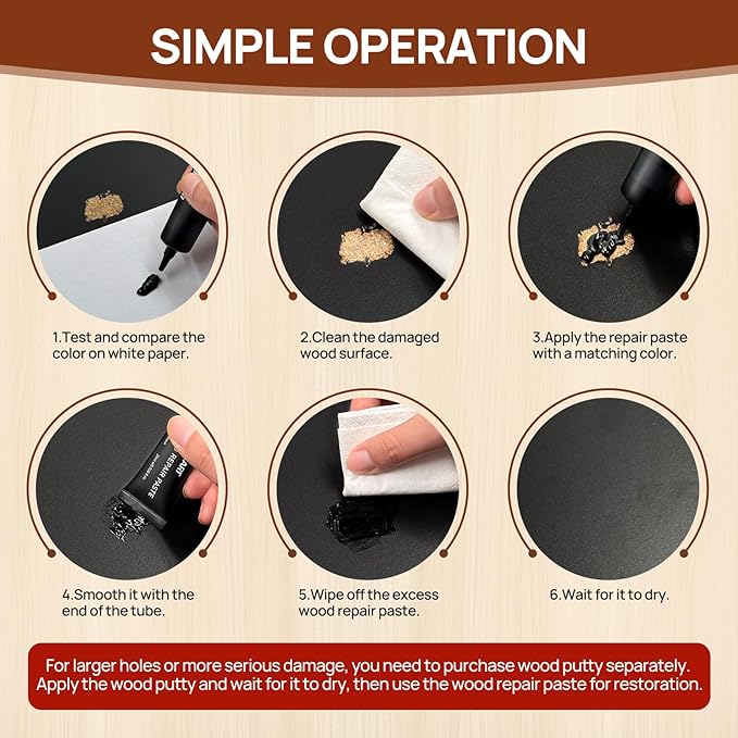 Boncart Wood Furniture Repair Kit, Wood Touch up Fillers, Repair Scratches, Cracks, Paint Chips, and Nail Holes on Furniture, Floors, Doors, Cabinets, and Tables (5 Dark Colors)