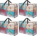 VENO 4 Pack Moving Bags, Christmas Storage Containers, Storage Totes, Zipper On Top, Sturdy, Storage Bags for Camping, Clothes, Bedding, Comforters, Pillows (27 Gallon Clear, 4 Pack)