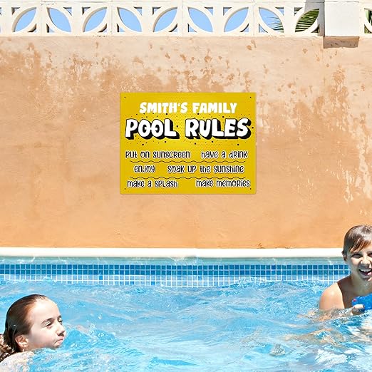 Custom Pool Sign, Pool Rules Put On Sunscreen for Pool Décor Sign, 18x24 Inches, Rust Free .063 Aluminum, Fade Resistant, Made in USA by Sigo Signs