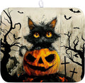 Wnoesat Black Cat Halloween Kitchen Dishes Drying Mat 16x18 Inch Halloween Fall Pumpkin Bat Dish Drying Mats for Kitchen Counter Absorbent Microfiber Dish Rack Mat Drainer Pad for Coffee Bar Sinks