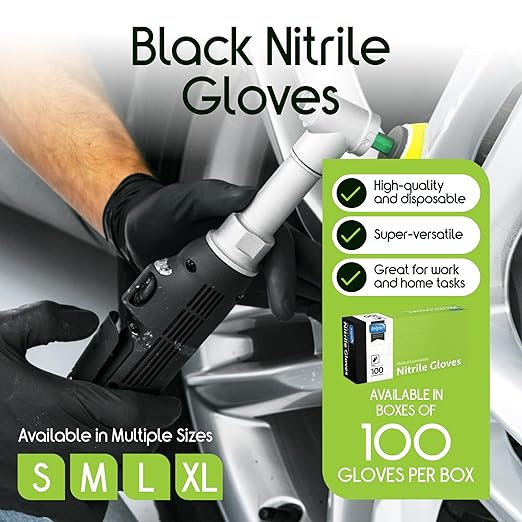 Inspire Black Nitrile Disposable Gloves | 4.5 Nitrile Safety Medical Exam Cooking Cleaning Disposable Black Gloves (Box Of 100, XL)