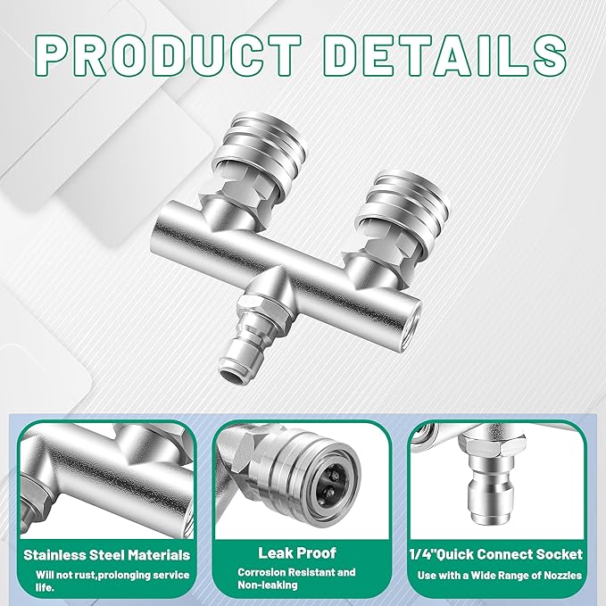 EZALOR Dual Pressure Washer Tips, 2-in-1 Pressure Washing Nozzle Tips, Power Washer Dual Nozzles with 8PCS Power Washing Spray Nozzle (0, 15, 25, 40 Degree), 1/4" Quick Connect, 5000 PSI