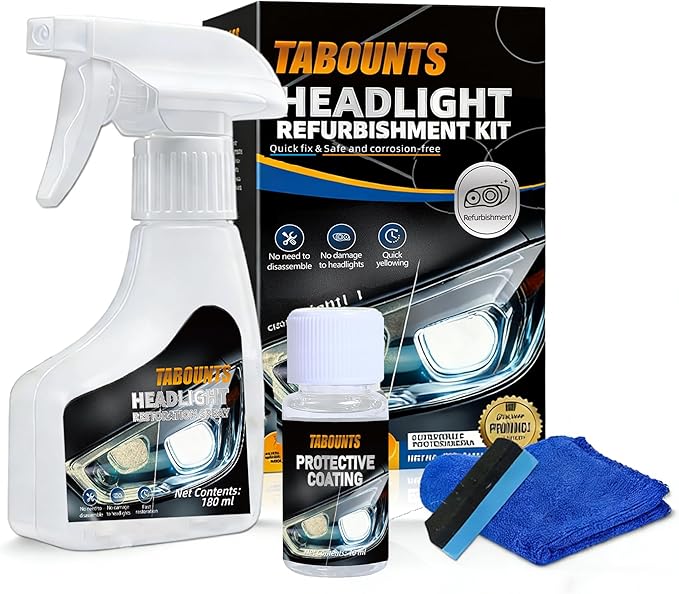 TABOUNTS Headlight Restoration Kit, Automotive Headlight Cleaner and Yellowed Head Light Restoring Kit,Helps Clear Dull & Oxidized Lenses,Suitable for All Vehicle Headlamps