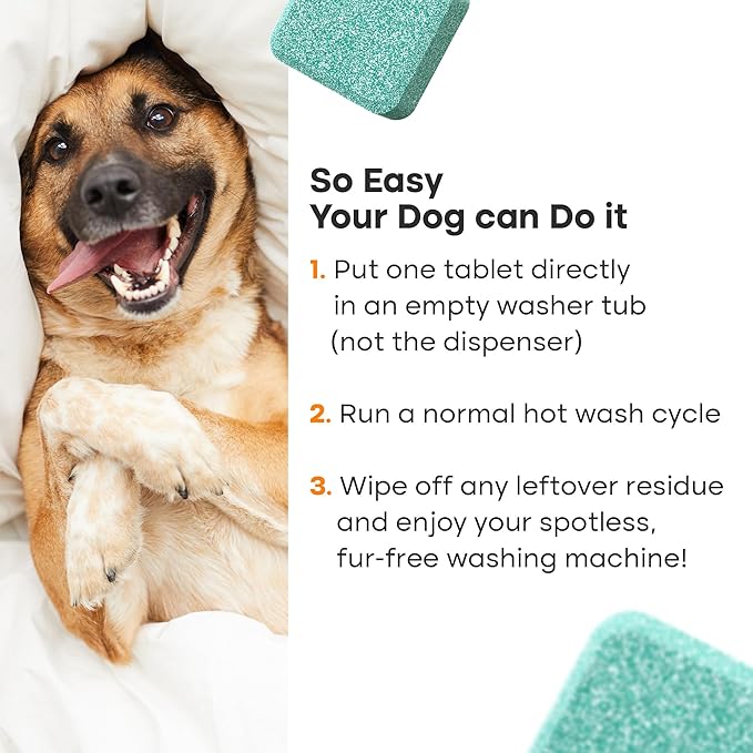 Fursprint Washing Machine Cleaner Tablets - 24 Pack for a 12 Month Supply. Formulated for Pet Owners. Compatible with HE, Top & Front Load. Easily Removes Residue, Grime. Value Brand by Uproot Clean