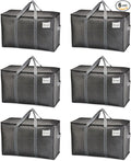 VENO 6 Pack Moving Bags and Large Christmas Storage Bins with lids. Alternative to Moving Boxes, Packing Supplies for College. Extra Large Heavy Duty Totes for Packaging (Dark Gray, 6 Pack)