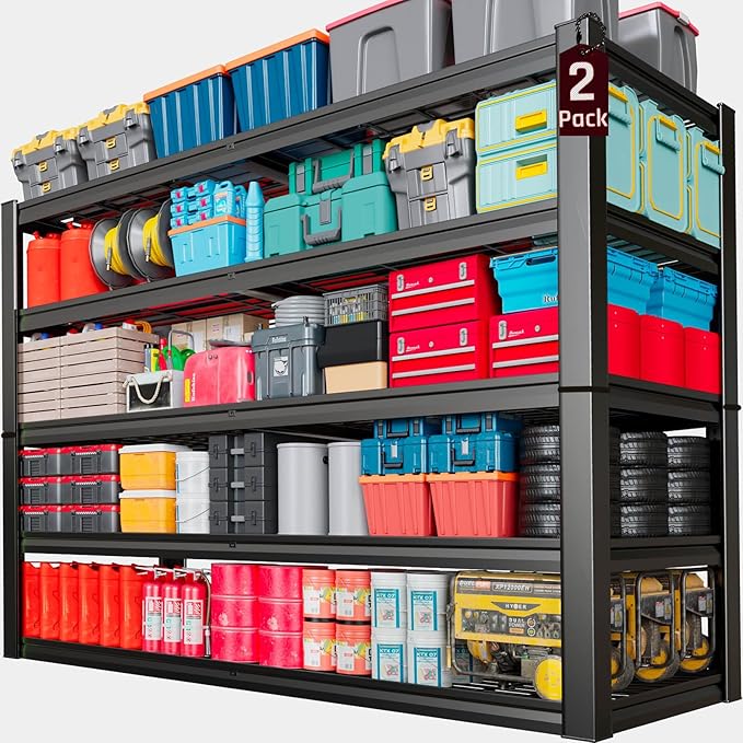SKZNSA 68" Wide Heavy Duty Garage Shelving Units, 5-Tier Deep Storage Shelves,Black Metal Garage Shelves,Steel Shelf,Large Storage Rack,Industrial Shelving for Shop, 68" W x 24" D x 84" H,2 Pack