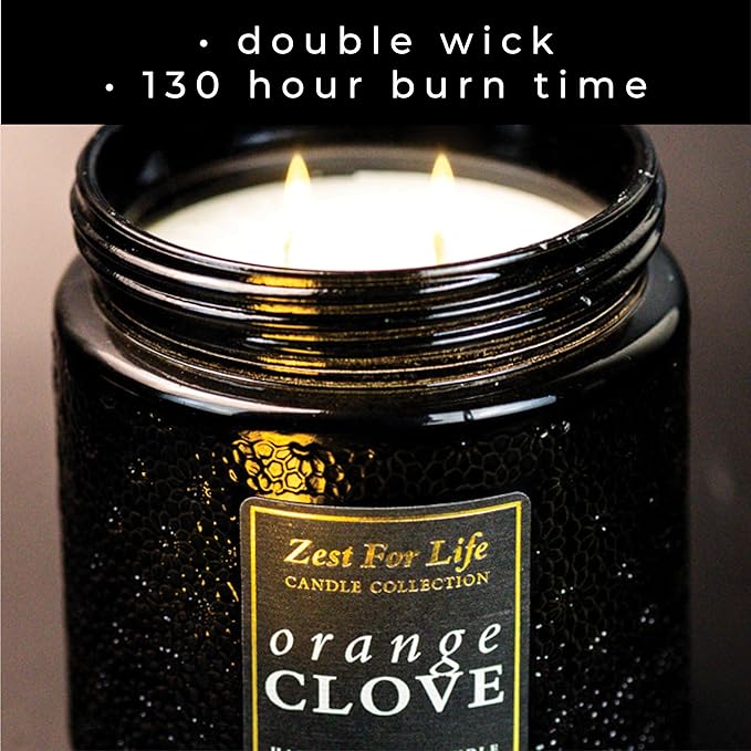 A Cheerful Giver - 28oz Large Scented Candle Jar with Lid- Zest for Life - 130 Hours of Burn Time, Gift for Women (Large, Orange Clove)
