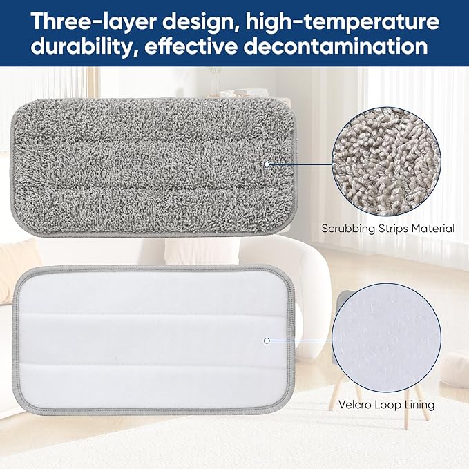 Seyola Steam Mop Pads for Floor Cleaning, Washable and Reusable Replacement Mop Pads 6pack