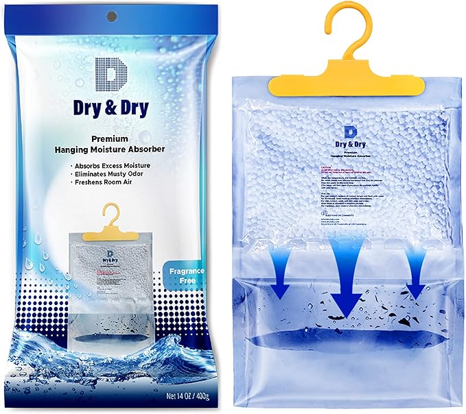 Dry & Dry 4 Pack Premium Moisture Absorbers for Home, Basement & Bedroom - Small Dehumidifiers