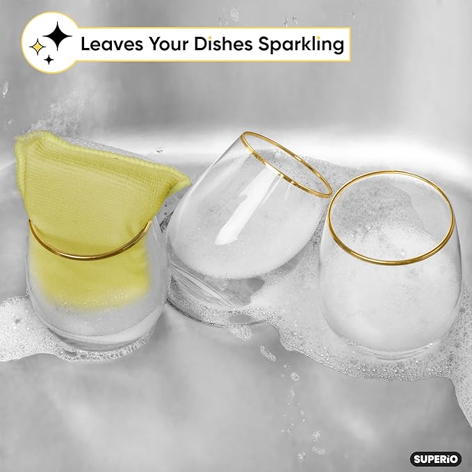 Microfiber Non-Scratch Dish & Kitchen Scrubber Heavy-Duty Household Cleaning Sponges, Multi-Purpose Cleaning Supplies for Dishes and Kitchens Pack of 12
