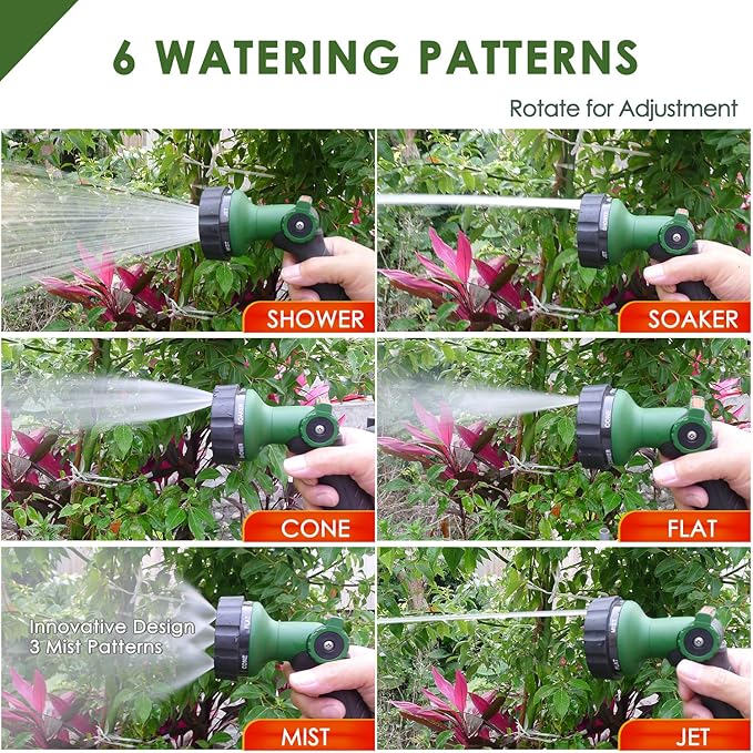 H2O WORKS Garden Hose Nozzle Thumb Control Heavy Duty Metal Water Nozzle with Adjustable Watering Patterns High Pressure Hose Nozzle Sprayer, Pefect for Car Washing and Pets Showering
