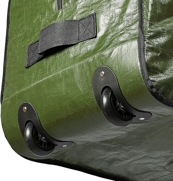 HOMEST Christmas Tree Storage Bag, Fits for 7.5-9 ft Xmas Artificials, Zippered Bag with Reinforced Carrying Handles and Wheels, Green (Bag Only)