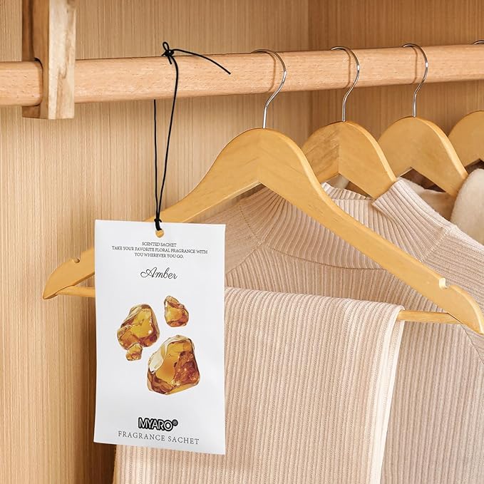 MYARO 12 Packs Amber Scented Sachets for Drawer and Closet, Long-Lasting Closet Sachet Bags Drawer deodorizers Fresh Scents, Home Fragrance for House