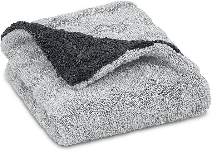 LIVOS Car Drying Towel, Premium Microfiber Towels for Cars, 1000GSM, Edgeless Twisted Loop Design, No Streaks, Scratches, or Water Spot, Absorbent Wash Towel, 18" x 24" (Wave Silver&Grey)