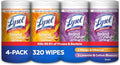 Lysol Disinfecting Wipes Bundle, Home Apartment Dorm Room Essentials and Cleaning Supplies, All Purpose Cleaner, Multi-surface Cleaning & Sanitizing Wipes, Lavender & Mango Scents, 80 Count (4pk)
