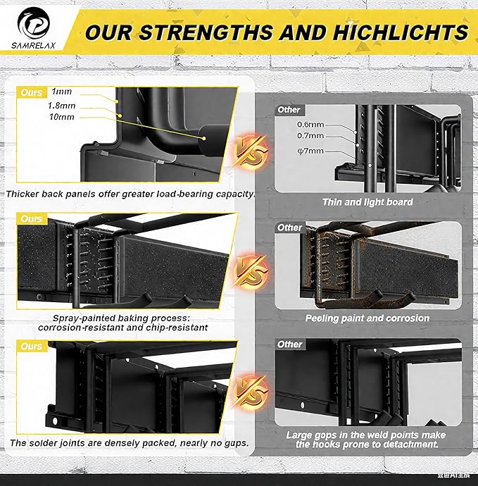 SAMRELAX 64'' Garage Tool Organizer Wall Mount, 18 PCS Adjustable Garden Tool Hanger Rack, Garage Hooks Heavy Duty, Shovel Holder Wall Mount, Storage Hooks for Hanging in Garage