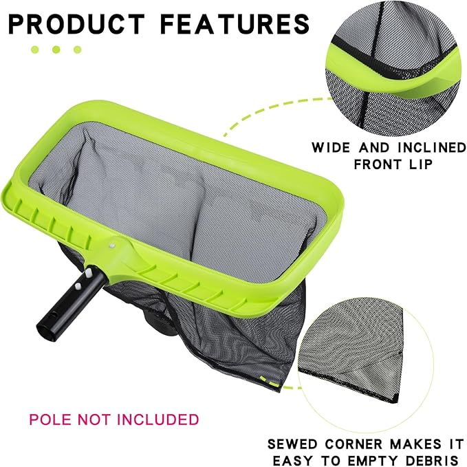 Sepetrel Swimming Pool Leaf Skimmer Net,Reinforced Frame Deep Rake Net
