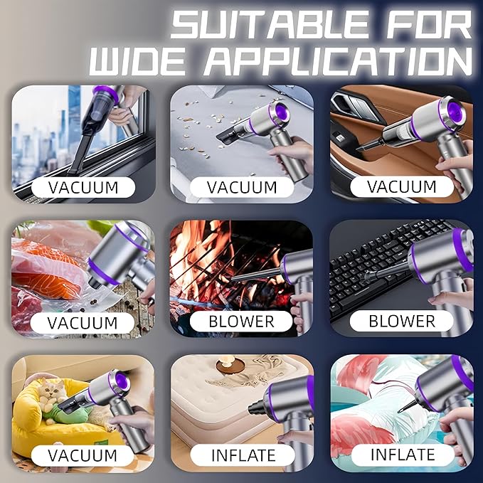 LYCVVVGS Handheld Car Vacuum Cleaner, 21000PA Rechargeable High Power Cordless Mini Vacuum Cleaner and Blower 4-in-1 with 3 Gear, Vacuum with Brushless Motor for Car, Home, Office, PC