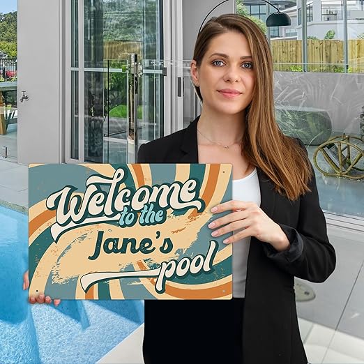 Custom Pool Sign, Fun Welcome to The Pool for Décor Sign, 12x18 Inches, Rust Free .063 Aluminum, Fade Resistant, Made in USA by Sigo Signs