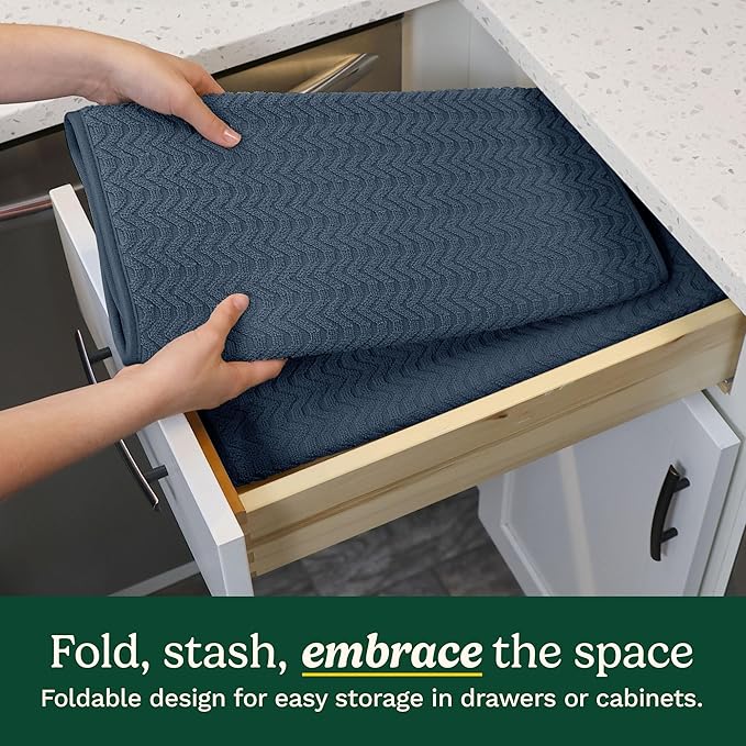 Cuisinart Dish Drying Mats for Kitchen Counter - (2) 18" x 24" Ultra Absorbent Dish Drying Mat XL - Foldable, Machine Washable, Fast Drying Dish Mat