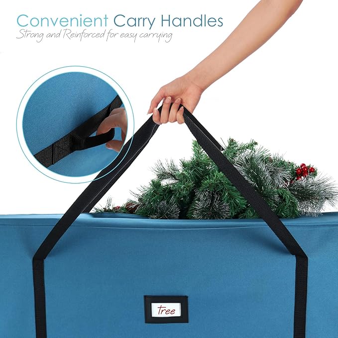 Hearth & Harbor 9 ft Rolling Christmas Tree Storage Bag - Artificial Christmas Tree Bag with Reinforced Handles, Dual Zipper, Wide Opening and Wheels - Storage Container for Trees and Decorations
