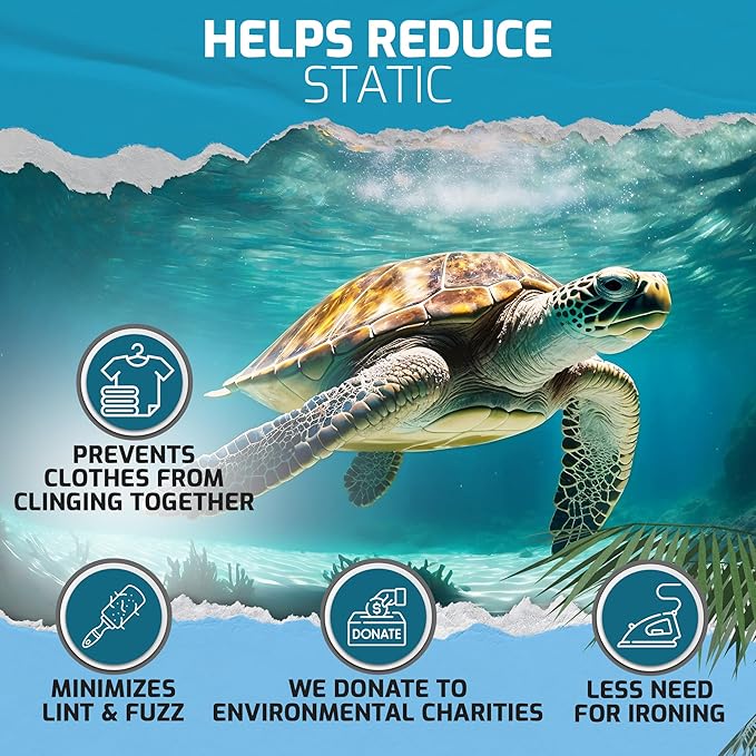 Dryer Sheets, 80 Bulk Loads - Laundry Fabric Softener Strips to Guard Against Static - Non Toxic for Sensitive Skin - Zero Waste and Plastic Free - Lightly Scented with Wrinkle Release Technology