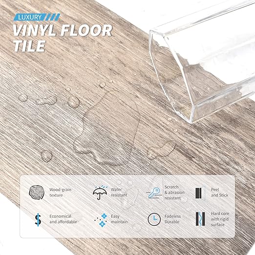 Art3d 36-Pack 54 Sq.ft Peel and Stick Floor Tiles Vinyl Plank Flooring Wood Look, Adhesive and Waterproof Tile Sticker for Bedroom, Living Room, Kitchen, RV in Old Wood