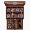 ProCase Watch Box for Men, Jewelry Organizer Box with Drawer, Display Storage Case with Glass Lid -Brown, 8 Slot