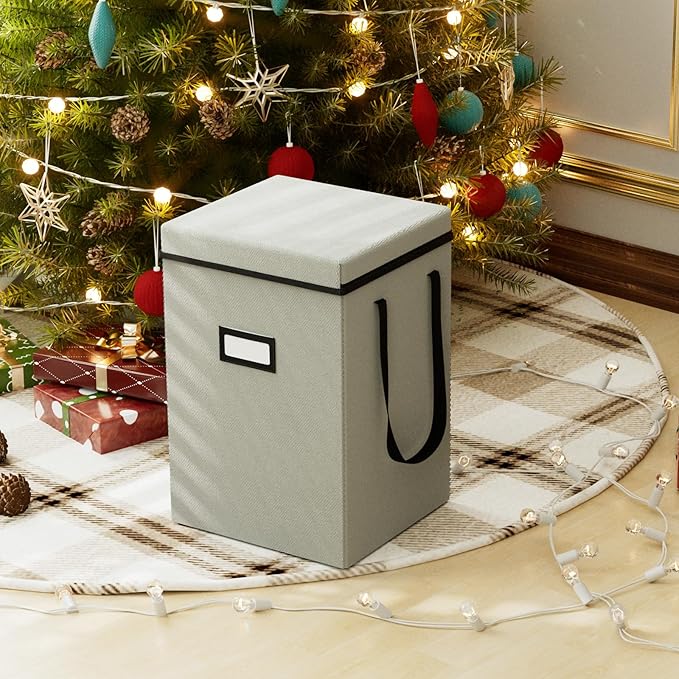 Christmas Nutcracker and Figurine Collectible Storage Box, Christmas Storage Box Ornaments up to 9-16" , Holiday Christmas Decor Organizer with Adjustable Dividers, Nutcracker not Included(Gray)