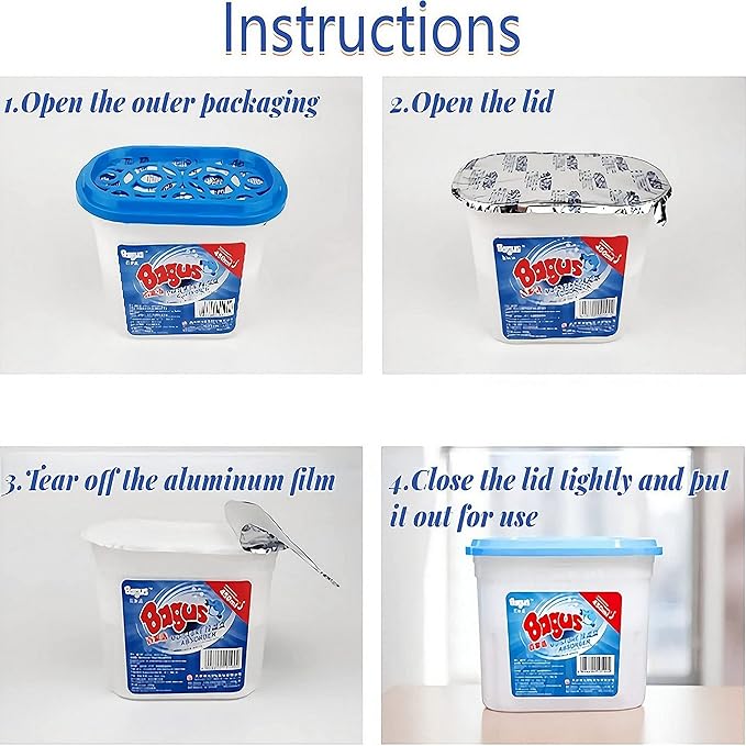 Moisture absorbers Boxes (6 Pack) - 10.5 Oz, Dehumidification Box, Moisture Absorber for Closet, Bathroom, Storage, Kitchens, Basement, Laundries, Spaces, Studies, Car, Boats, RVs, Boat. (6 Pack)