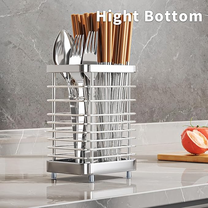 MAXCOOK Kitchen Utensil Drying Rack,304 Stainless Steel Chopsticks Spoon Fork Knife Drainer Basket Flatware Storage Drainer, Dish Drainer for Kitchen Counter