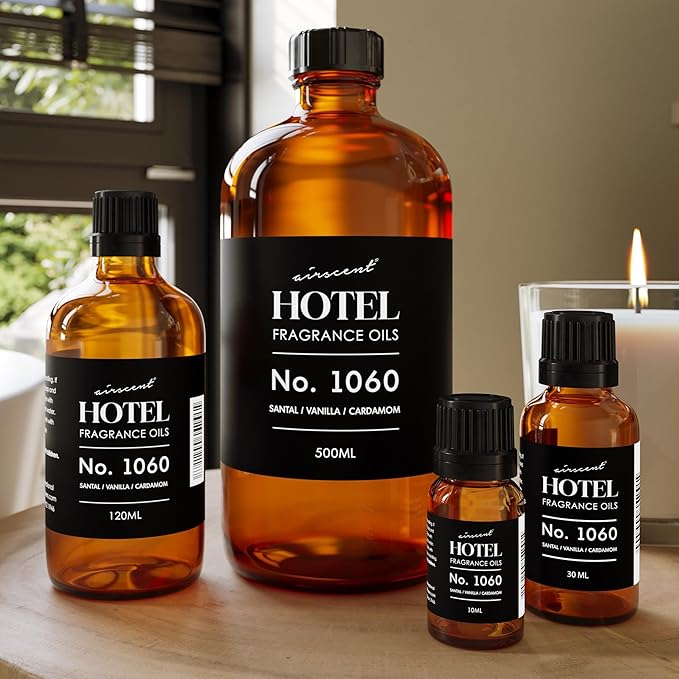 AirScent No.1060 Diffuser Oil - Santal, Vanilla, Cardamom - Fragrance Oil for Ultrasonic and Waterless Diffusers and Crafting - 10 mL, 0.34 fl oz Glass Dropper Bottle