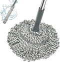 Kickleen Self Wringing Mop - Easy Squeeze Twist Mop with 52.5 Inch Long Handle, Heavy Duty for Hardwood, Tile, Vinyl & Laminate Floors (Gray)
