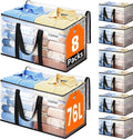 Extra Large Heavy Duty Moving Bags, Storage Bags with Strong Zippers & Handles, Packing Bags for Moving Essentials, Ideal Storage Tote for Home, Dorm & Storage Solutions, 76L, 8 Packs, Clear