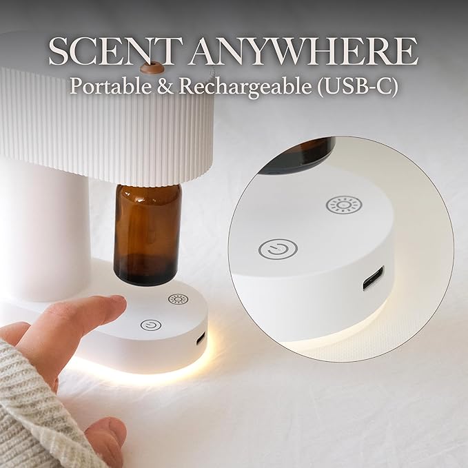Waterless Diffuser, Compact Quіet Under 38 dB Aromatherapy Essential Oil Diffuser, Battery Operated Portable Scent Nebulizer for Home, Bedroom, Spa, Hotel, Offіce