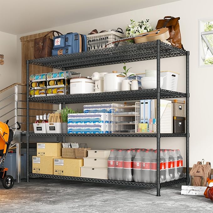 DurayLoly 68''W Storage Shelves 2500LBS Wire Shelving Unit, Adjustable Garage Shelving Heavy Duty, Metal Shelving for Garage, Pantry, Kitchen, Basement, Commercial Industrial,68.1"W x 20.9"D x 70.9"H