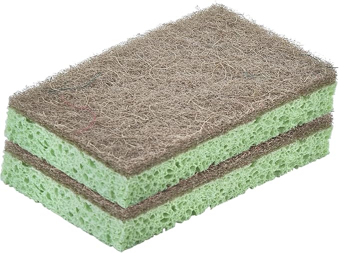 Kitchen Sponges for Washing Dishes, Non-Scratch Cellulose Dish Scrub Sponges, Cleaning Sponges for Household Use, Safe Cleaning Products, Kitchen Sponges Pack of 2, by Superio