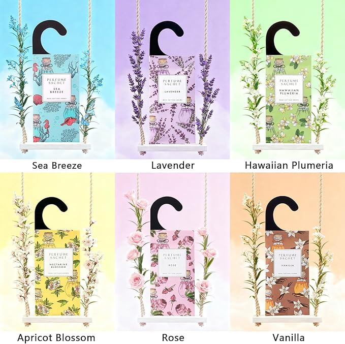 ROSE COTTAGE Large 12 Packs Eucalyptus Hanging Closet Deodorizer Air Freshener Long Lasting Scented Sachets Smell Goods for House