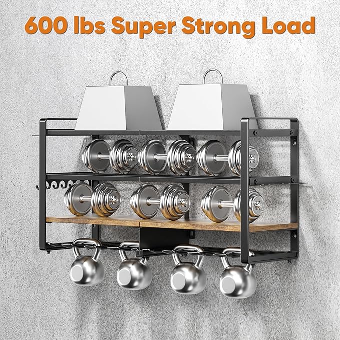 POKIPO Large Power Tool Organizer with 8 Outlet Charging Station, Loads 600lbs, 4 Layer Heavy Duty Utility Rack Holds 8 Cordless Drills, Wall Mount Tool Battery Garage Storage Shelf, Gift for Men