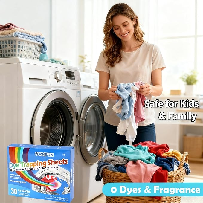 OWNFUN Color Catcher Sheets for Laundry Dye Absorber Sheets Prevent Color Bleeding Fragrance Free Color Grabbers for Mixed Washes Clothes Quilts