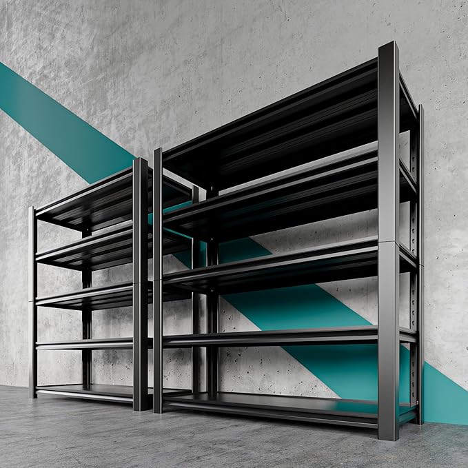 Nexvrtau 5 Tier Adjustable Metal Shelving Storage Rack,Storage Shelves,59.8" Wx24 Dx76.6 H Garage Shelving Heavy Duty,Industrial Shelving Unit for Basement,Warehouse,Garage Organization.2 Pack