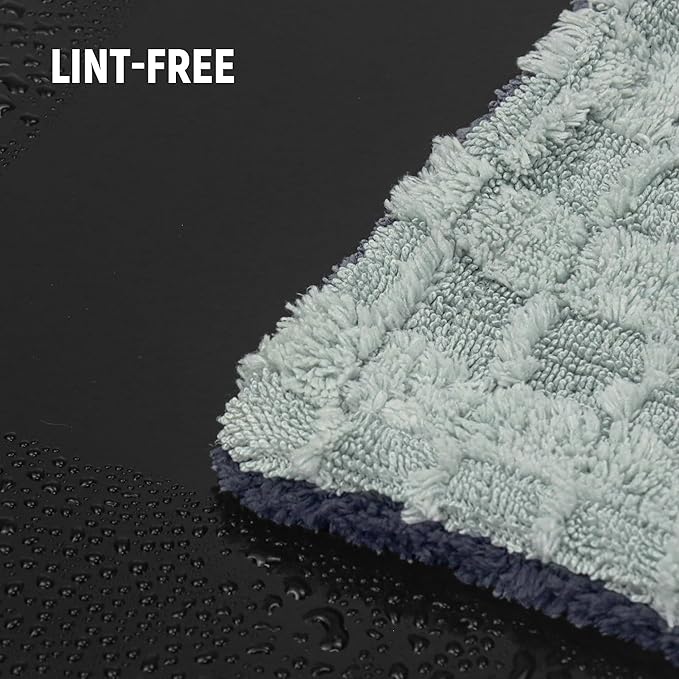 LIVOS Car Drying Towel, Premium Microfiber Towels for Cars, 1000GSM, Edgeless Twisted Loop Design, No Streaks, Scratches, or Water Spot, Absorbent Wash Towel, 18" x 24" (Check Silver&Grey)