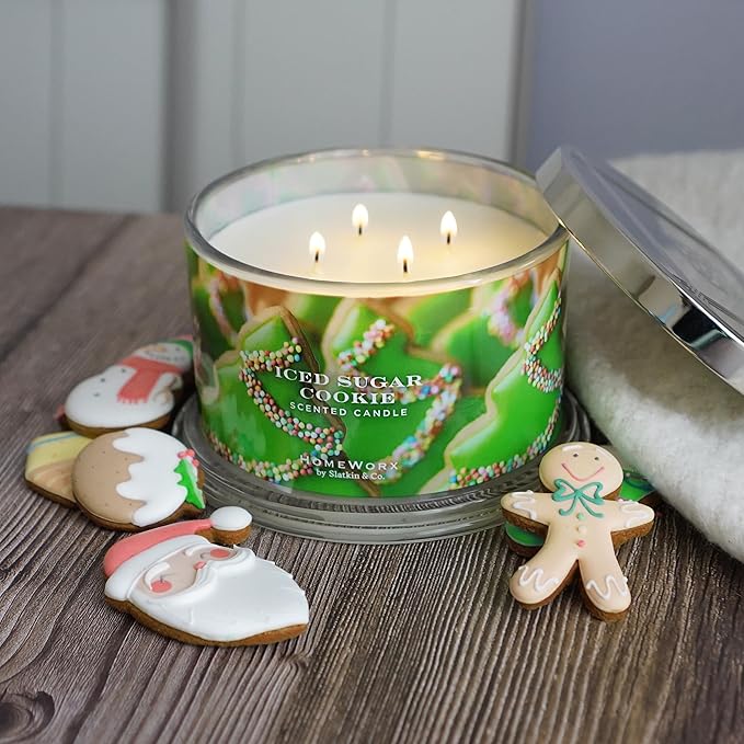 HomeWorx by SLATKIN + CO. Candle- Iced Sugar Cookie, 18 oz. Premium Scented Candle - 30-55 Hours Burn Time