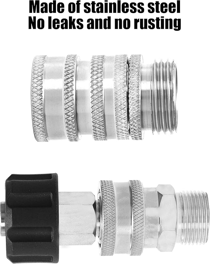 M MINGLE Ultimate Pressure Washer Adapter Set, Stainless Steel Quick Disconnect Kit, M22 Swivel to 3/8 Inch Quick Connect, 3/4 Inch to Quick Release, 8-Pack