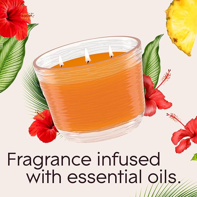 Glade Hawaiian Breeze, Fragrance Candle Infused with Essential Oils, Air Freshener Candle, 3-Wick Candle, 6.8 Oz, 3 Count