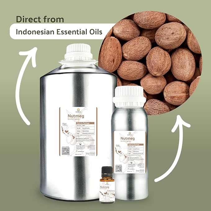 Nutmeg Essential Oil - Direct from Central Java, Indonesia - Pure Essential Oils for Diffusers, Muscle Relief and Aromatherapy | Premium Therapeutic Grade (8oz)
