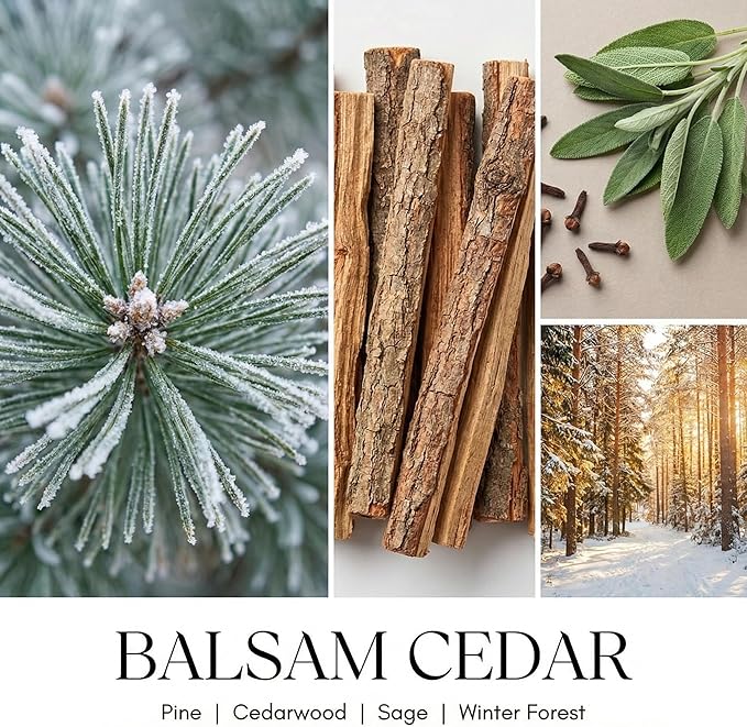 HomeLights Scented Candles | Large Jar 34 Oz Natural Soy Candle | 130 hrs Long-Lasting with 3 Wicks | Industrial Chic for Home Decor | Gifts for Mom & Women, Balsam Cedarwood